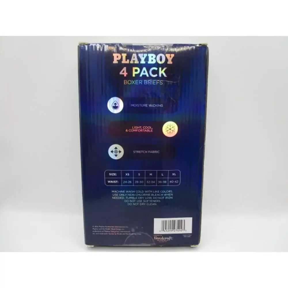 Playboy 4 Pack Performance Moisture Wicking Red Gray Men's Medium Boxer Briefs